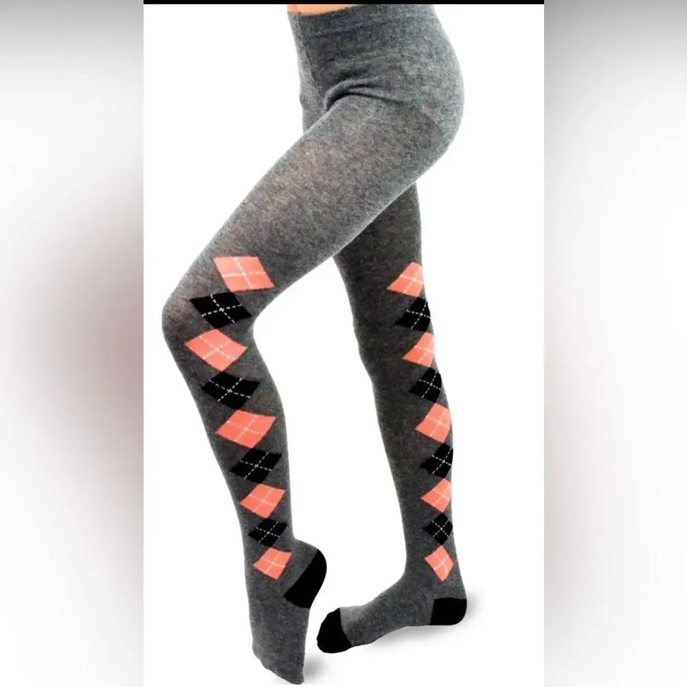NWT TeeHee Girls 3 Pack Argyle Pattern Tights Multicolor - Size XL